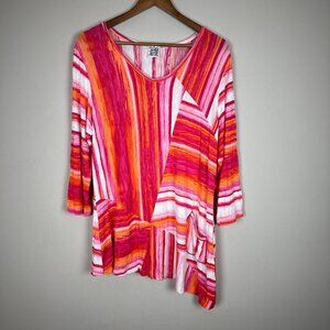 Parsley & Sage Tunic Top Womens XL Pink Asymmetrical Art to Wear 3/4 Sleeve Boho